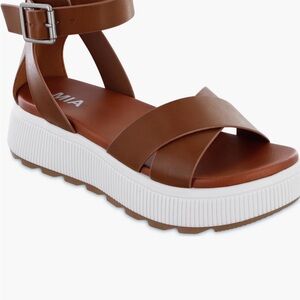 MIA Brown and White Platform Sandals